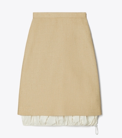 Beige Women's Tory Burch Silk Linen Skirts | 89170RNYV