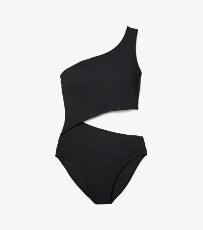 Black Women's Tory Burch Cut-out One-piece Swimsuit | 45732WYEO